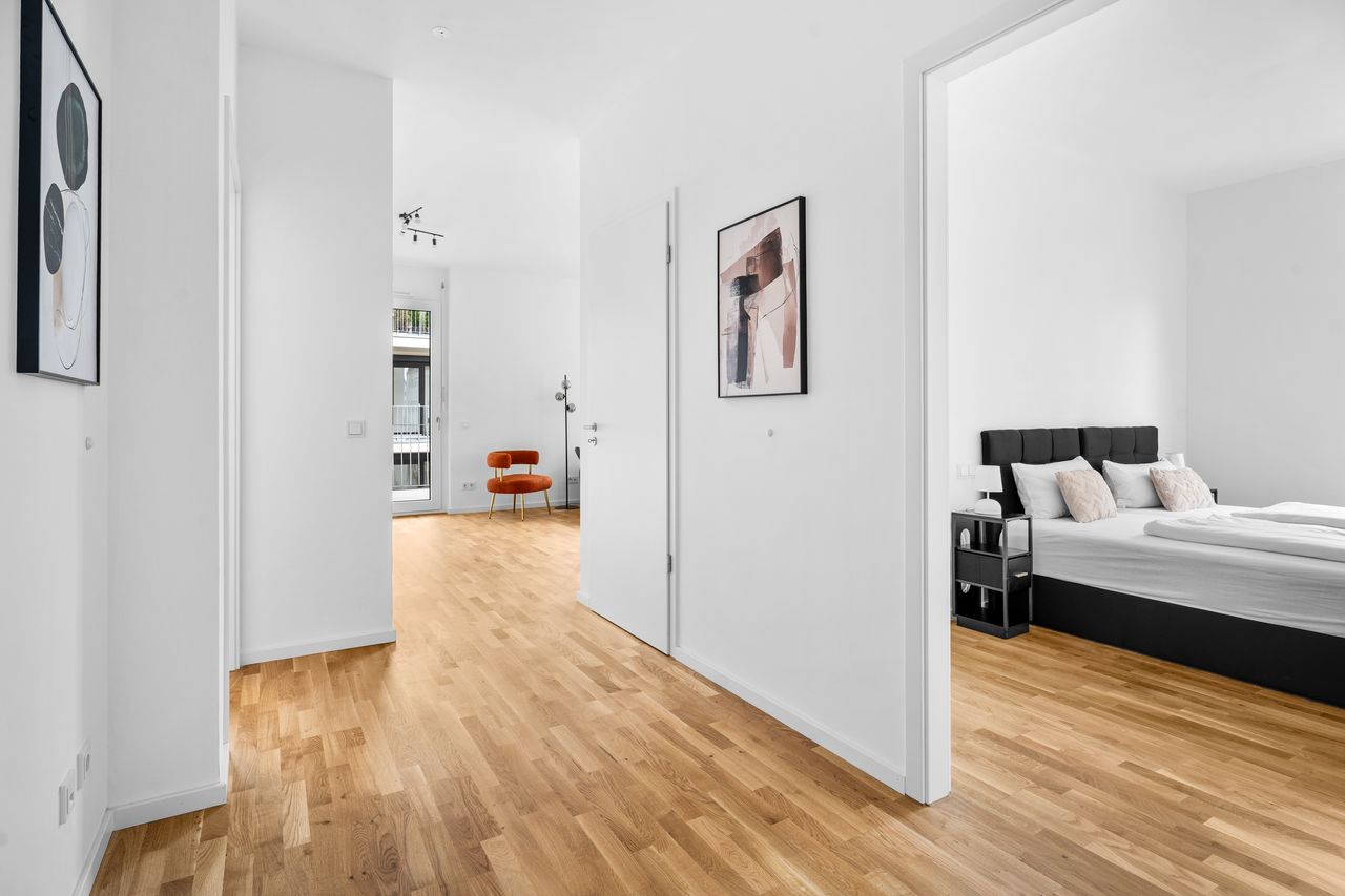 EXQUIS Luxus 2BR Apartment FRITZ I Balcony I next to Mercedes I Stuttgart I Kitchen I Home Office