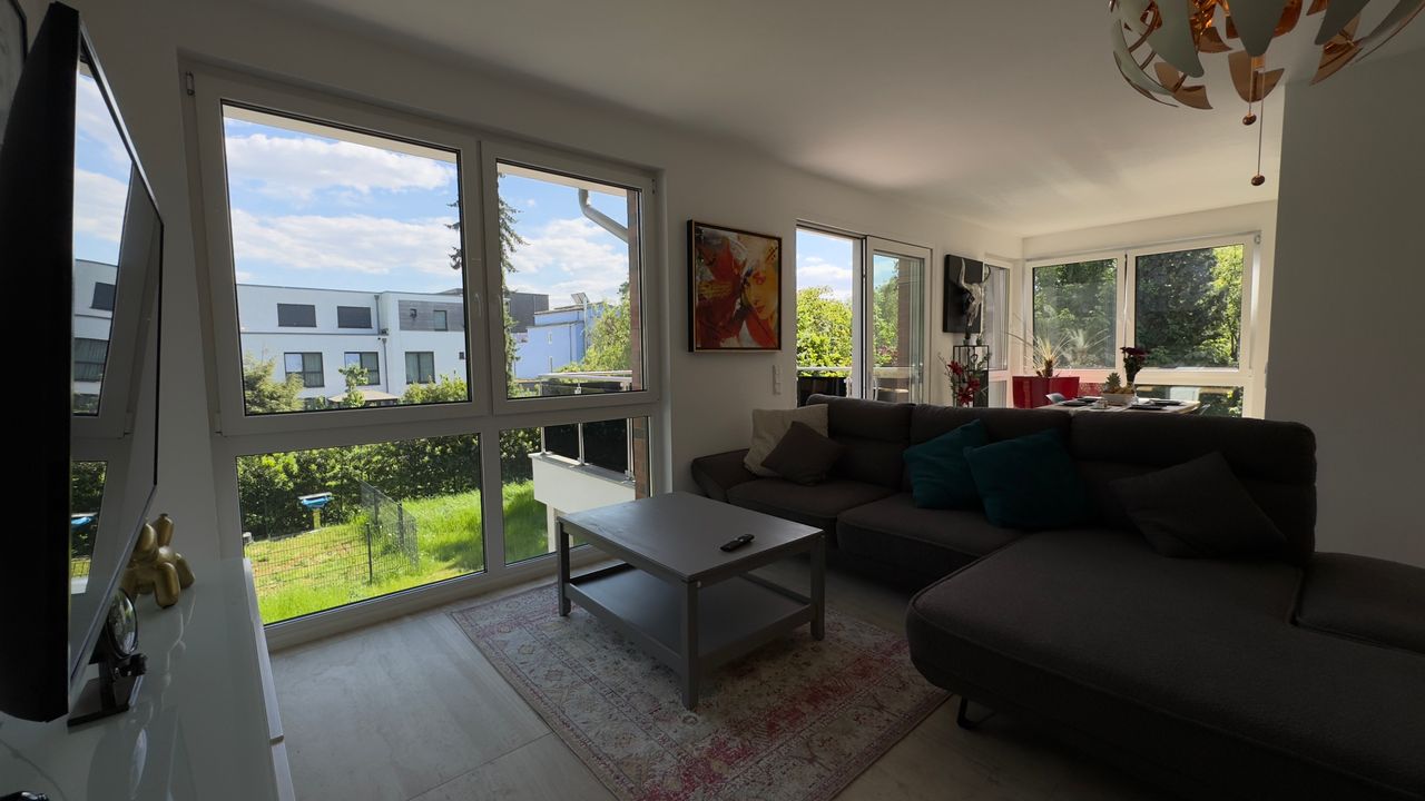 Luxury penthouse with large balcony and designer furniture