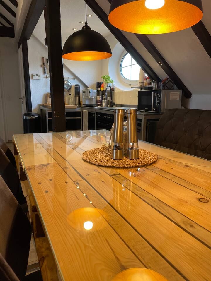 Stylish fully furnished 2-room rooftop apartment with balcony in Düsseldorf city center – ideal for expats & professionals