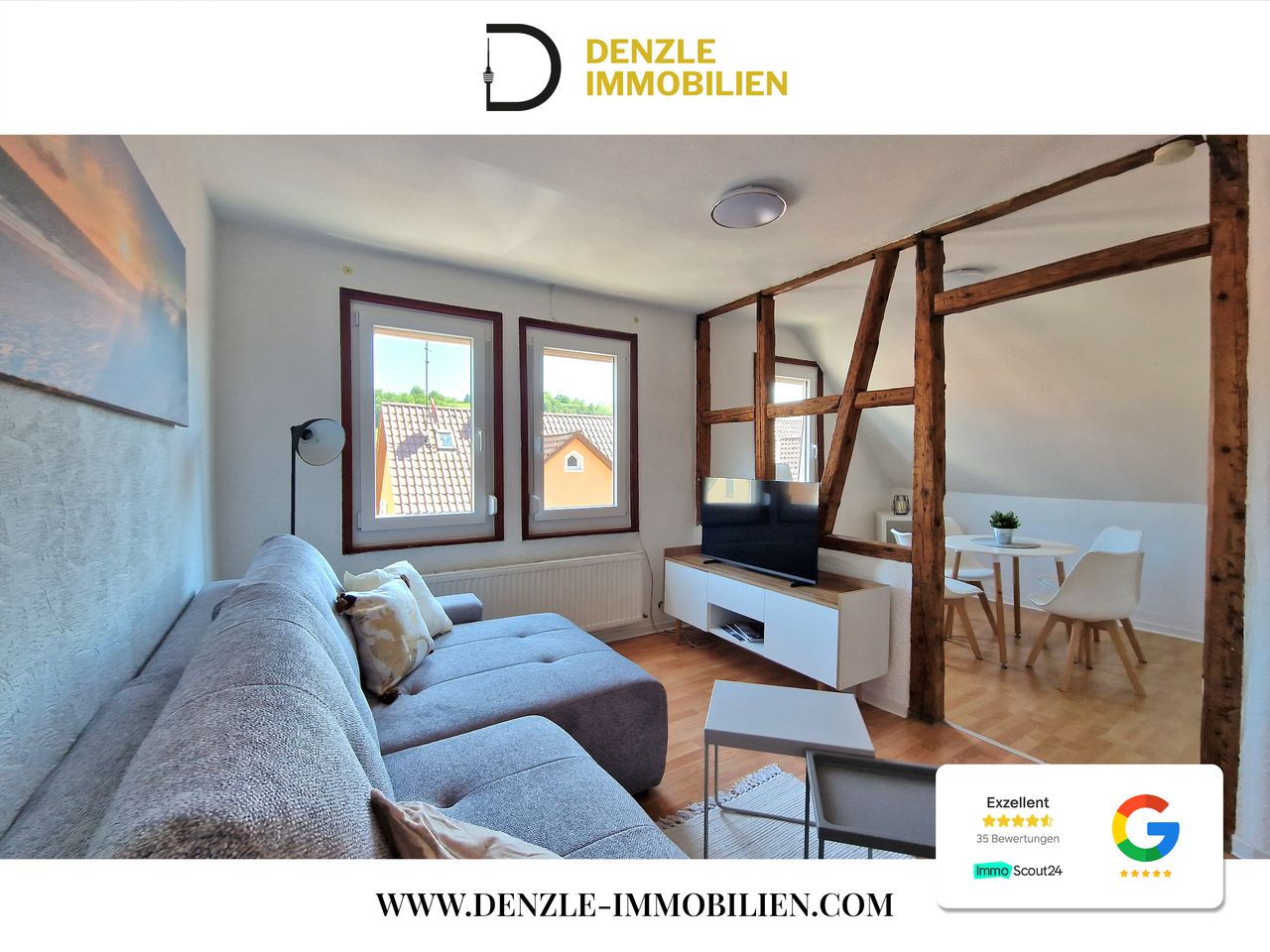 Furnished & fully equipped attic apartment with a quiet location with good connections