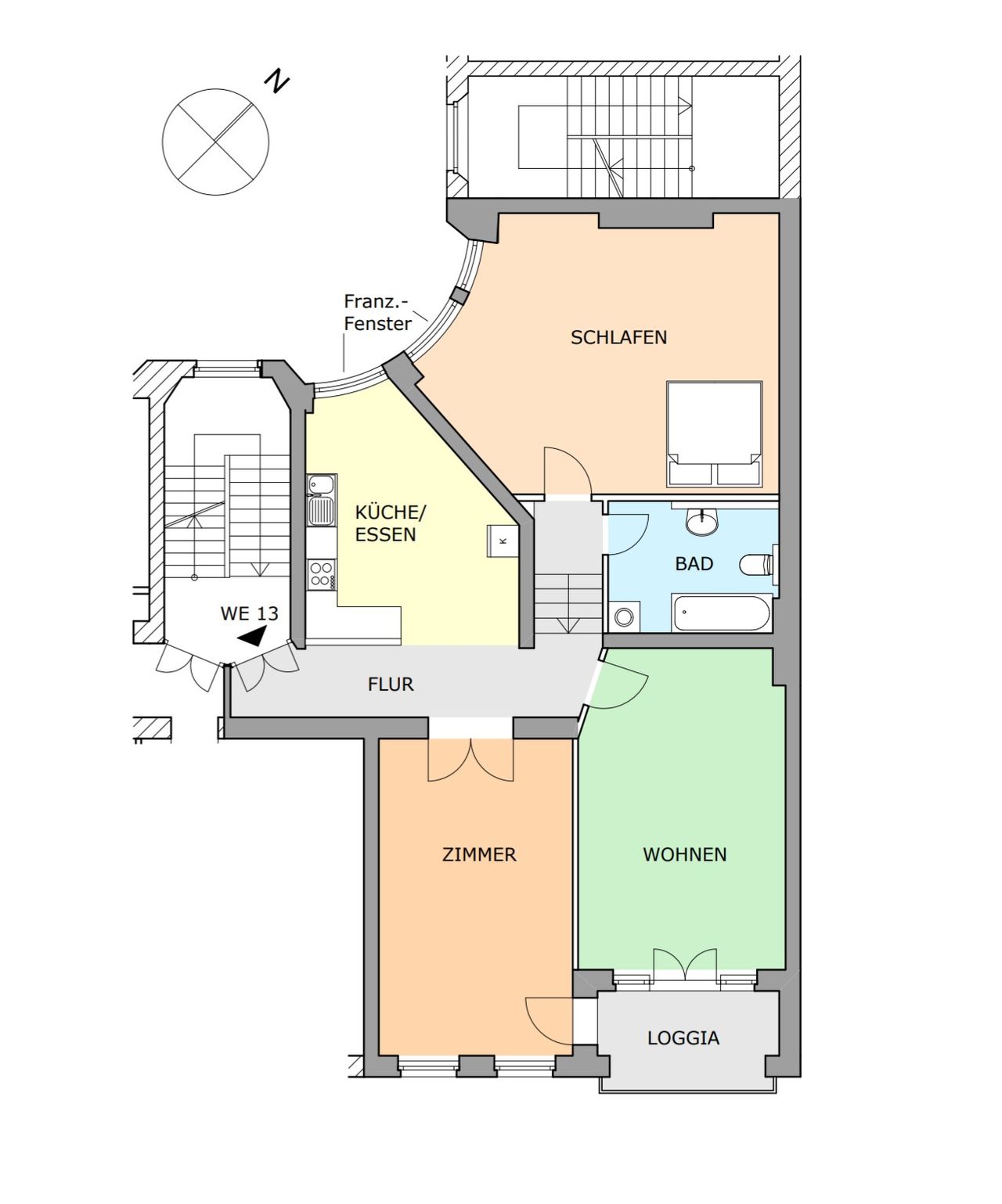 Furniched 115pm 3 room flat in Friedrichshain, directly at Ostkreuz. Very bright and functional layout with high ceilings.