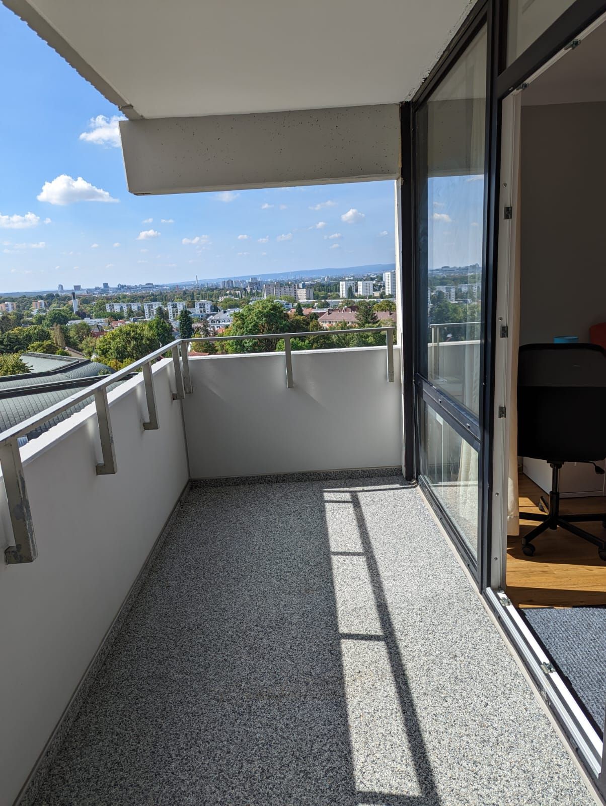 Bright 3 room fully furnished apartment with modern amenities and refreshing outside view of Frankfurt city