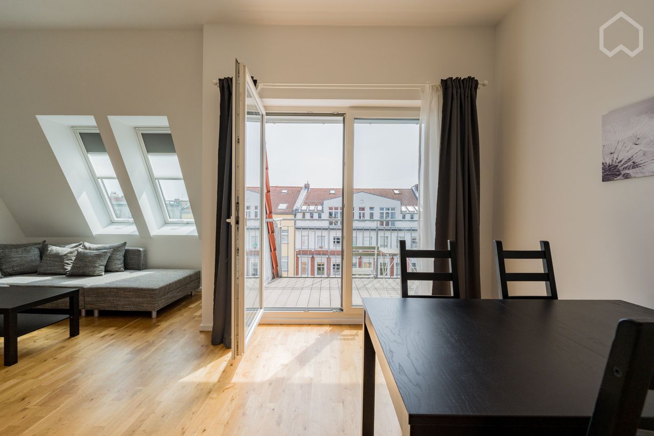Rooftop apartment modernly equipped