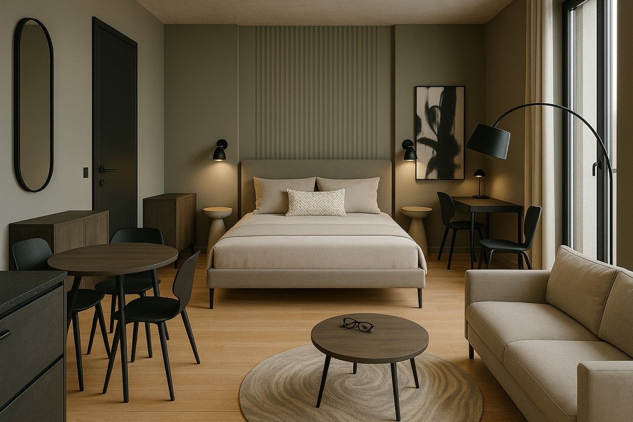 Stylish Conlon House Studio Apartment | Prime Location Munich | Fully Equipped Kitchen & Amenities