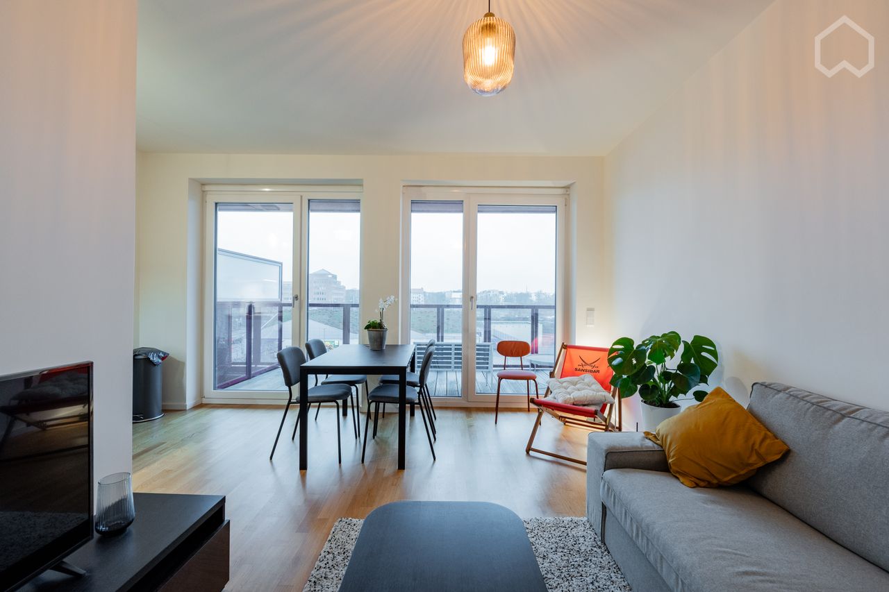 Modern furnished 1-bed flat (huge balcony)