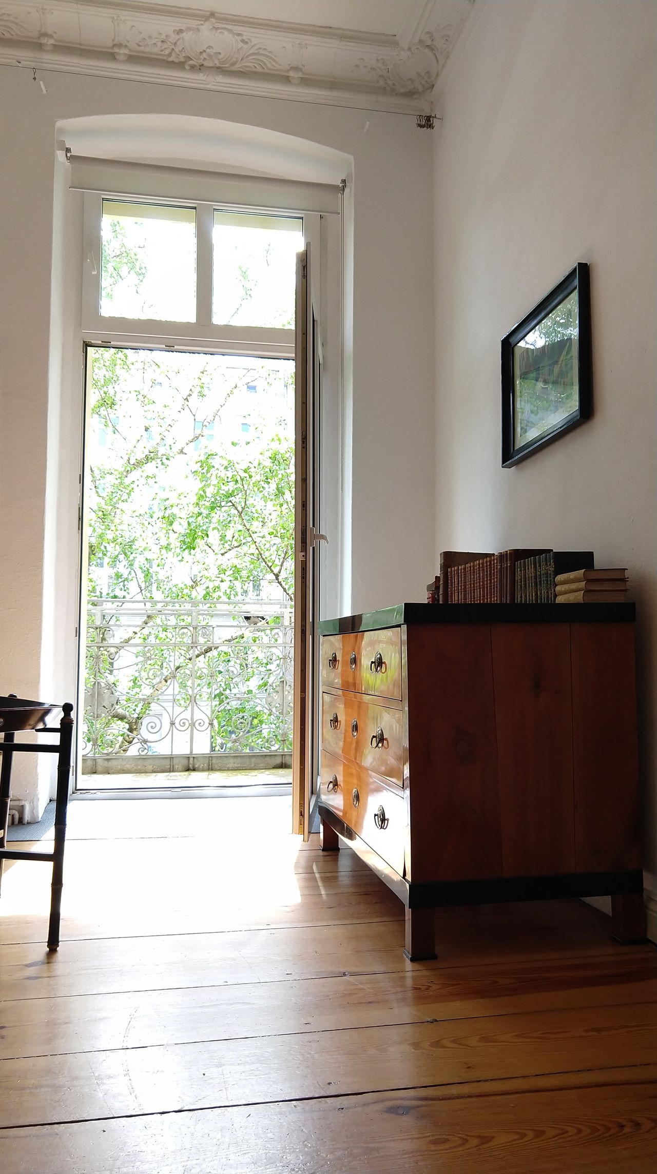 Cozy apartment with living room, balcony, bedroom, bathroom, kitchen in an old building in Pankow, Berlin